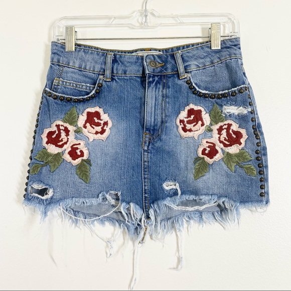 FREE PEOPLE Wild Rose Ember Embroidered Mini Skirt - Picture 2 of 9